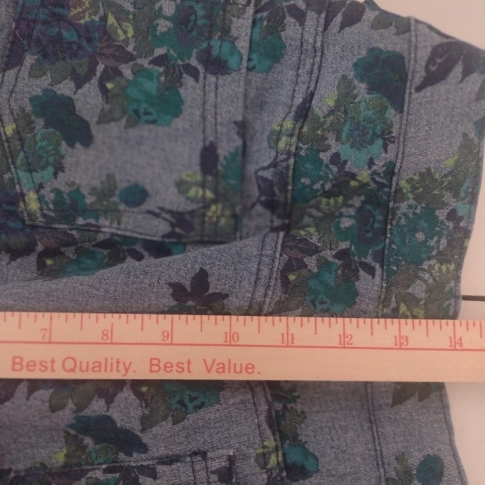 Diane Gilman 12P X 26.5" Women’s Blue Green Floral Print Stretch Jeans - Picture 14 of 16